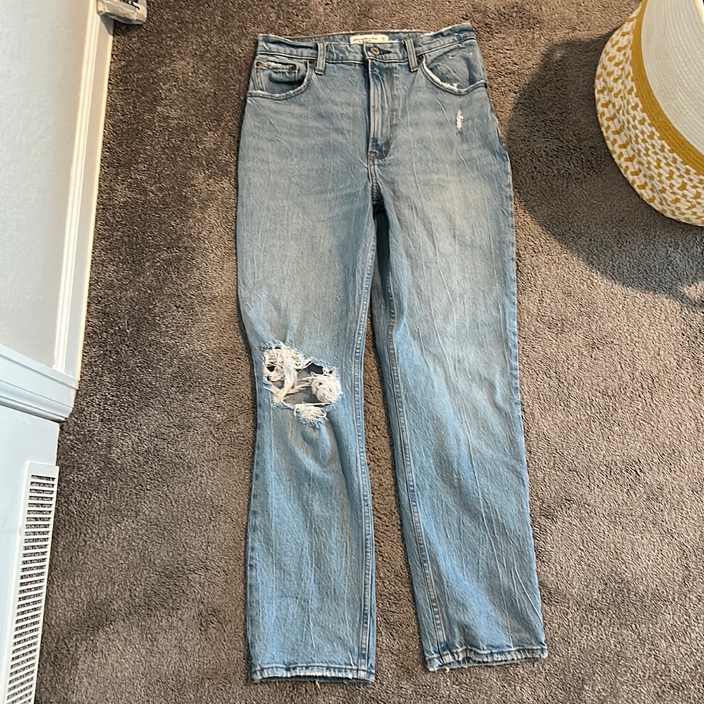 abercrombie 90s straight ultra high rise curve love jeans